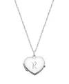 Tiny Blessings Kids' Girls' Sterling Silver Heart Locket & Engraved Initial 14-16 Necklace - Children In Silver - R