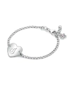 Tiny Blessings Children's Sterling Silver Lovely Heart Id Bracelet & Engraved Initial Girls' 6 Bracelet In Silver - J