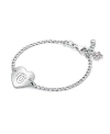 Tiny Blessings Kids' Children's Sterling Silver Lovely Heart Id Bracelet & Engraved Initial Girls' 6 Bracelet In Silver - O