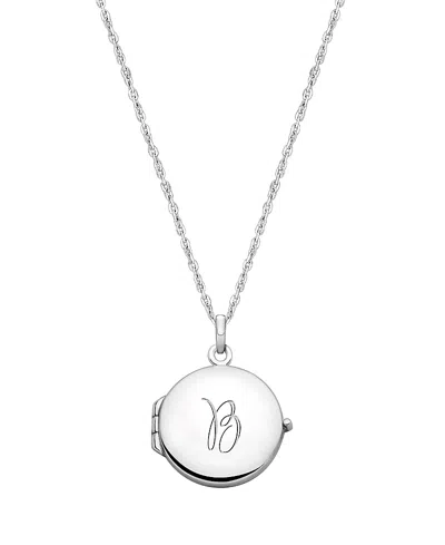 Tiny Blessings Kids' Girls' Sterling Silver Round Locket & Engraved Initial 14-16 Necklace - Children In Silver - B
