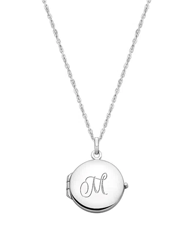 Tiny Blessings Kids' Girls' Sterling Silver Round Locket & Engraved Initial 14-16 Necklace - Children In Silver - M