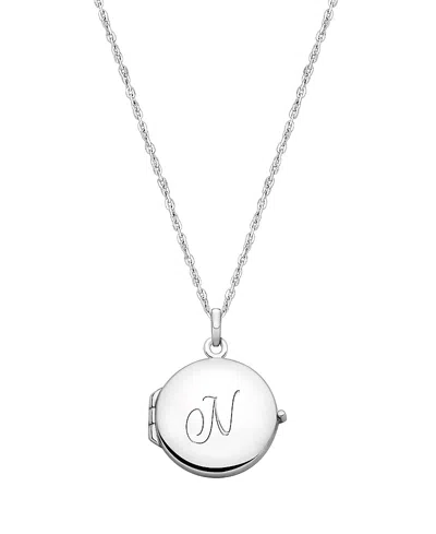 Tiny Blessings Kids' Girls' Sterling Silver Round Locket & Engraved Initial 14-16 Necklace - Children In Silver - N