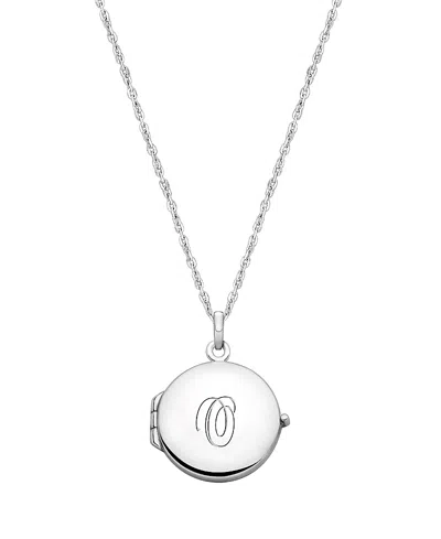 Tiny Blessings Kids' Girls' Sterling Silver Round Locket & Engraved Initial 14-16 Necklace - Children In Silver - O