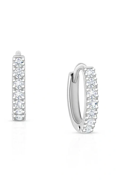 Tiny Blessings Kids'  Sterling Silver 11mm Timeless Pavé Huggie Hoops Earrings In Metallic