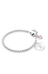 Tiny Blessings Babies'  Sterling Silver 3mm Beads & Engraved Initial 5.25" Bracelet In Metallic
