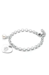 Tiny Blessings Kids'  Sterling Silver Classic Charm Bracelet & Engraved Initial 6.25" Bracelet In Metallic