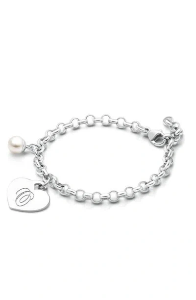 Tiny Blessings Kids'  Sterling Silver Classic Charm Bracelet & Engraved Initial 6.25" Bracelet In Metallic