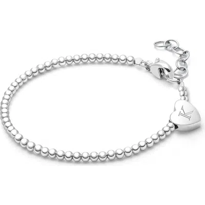TINY BLESSINGS TINY BLESSINGS STERLING SILVER DAINTY HEART & ENGRAVED INITIAL 5.25" BRACELET