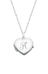 Tiny Blessings Girls' Sterling Silver Heart Locket & Engraved Initial 14-16 Necklace - Children In Metallic
