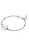 Tiny Blessings Sterling Silver Lovely Heart Id Bracelet & Engraved Initial 6" Bracelet In Metallic