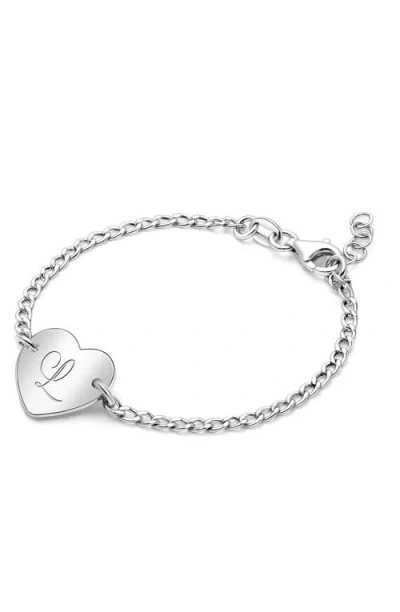 Tiny Blessings Kids'  Sterling Silver Lovely Heart Id Bracelet & Engraved Initial 6" Bracelet In Brown