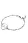 Tiny Blessings Sterling Silver Lovely Heart Id Bracelet & Engraved Initial 6" Bracelet In Brown