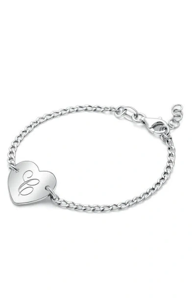 Tiny Blessings Kids'  Sterling Silver Lovely Heart Id Bracelet & Engraved Initial 6" Bracelet In Brown