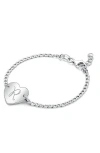 Tiny Blessings Sterling Silver Lovely Heart Id Bracelet & Engraved Initial 6" Bracelet In Brown