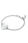 Tiny Blessings Sterling Silver Lovely Heart Id Bracelet & Engraved Initial 6" Bracelet In Metallic