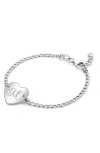 Tiny Blessings Sterling Silver Lovely Heart Id Bracelet & Engraved Initial 6" Bracelet In Metallic