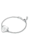 Tiny Blessings Sterling Silver Lovely Heart Id Bracelet & Engraved Initial 6" Bracelet In White