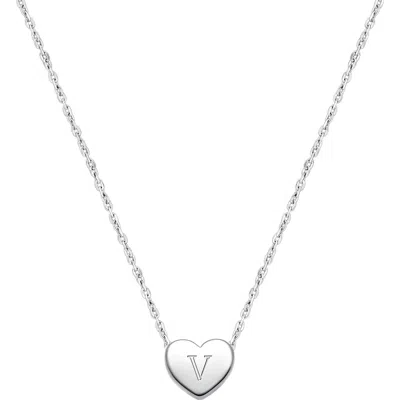 Tiny Blessings Kids'  Sterling Silver Mini Sliding Heart & Engraved Initial 12-14" Necklace In Metallic