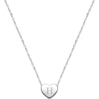 Tiny Blessings Kids'  Sterling Silver Mini Sliding Heart & Engraved Initial 12-14" Necklace In Metallic