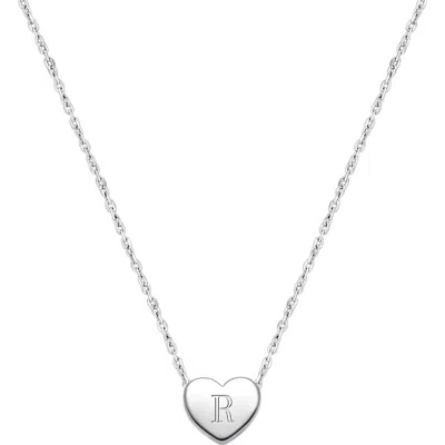 Tiny Blessings Kids'  Sterling Silver Mini Sliding Heart & Engraved Initial 12-14" Necklace In Metallic