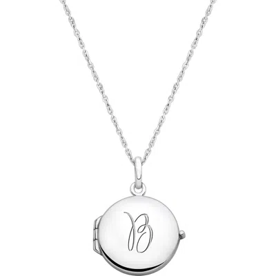 TINY BLESSINGS TINY BLESSINGS STERLING SILVER ROUND LOCKET & ENGRAVED INITIAL 14-16" NECKLACE