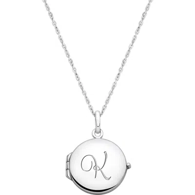 TINY BLESSINGS TINY BLESSINGS STERLING SILVER ROUND LOCKET & ENGRAVED INITIAL 14-16" NECKLACE
