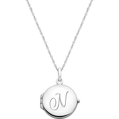 TINY BLESSINGS TINY BLESSINGS STERLING SILVER ROUND LOCKET & ENGRAVED INITIAL 14-16" NECKLACE