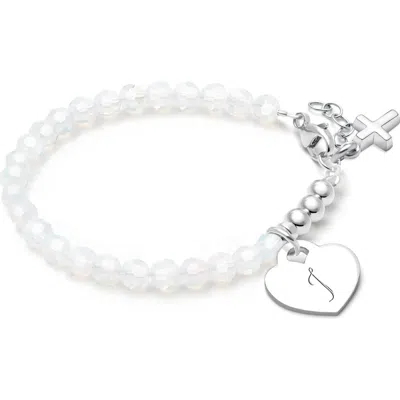 Tiny Blessings Babies'  Sterling Silver Signature White Crystal With Cross Bracelet In Metallic