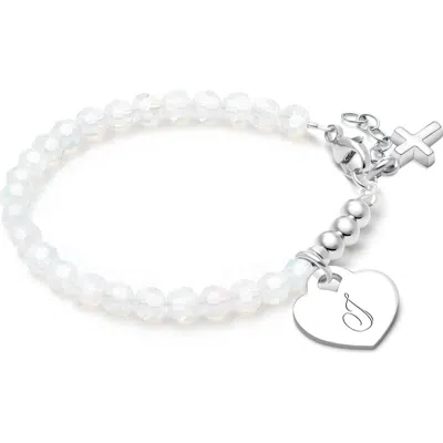 Tiny Blessings Babies'  Sterling Silver Signature White Crystal With Cross Bracelet