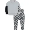 Tiny By Tiny Tribe Check Sweater & Pants Set In Gray