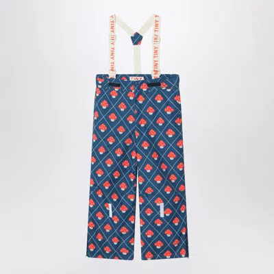 Tiny Cottons Blue/red Ski Trousers With Mushroom Print