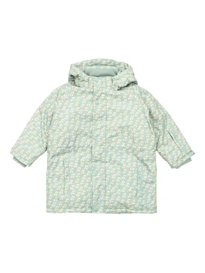 Tiny Cottons Cherry-print Hooded Jacket In Green
