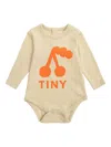 Tiny Cottons Cherry-print Ribbed Bodysuit In Neutral
