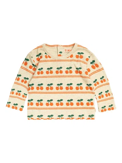 Tiny Cottons Cherry Stripe Long-sleeve Top In Brown