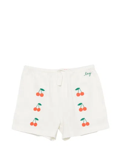 Tiny Cottons Kids' Cherry-embroidered Shorts In Neutral
