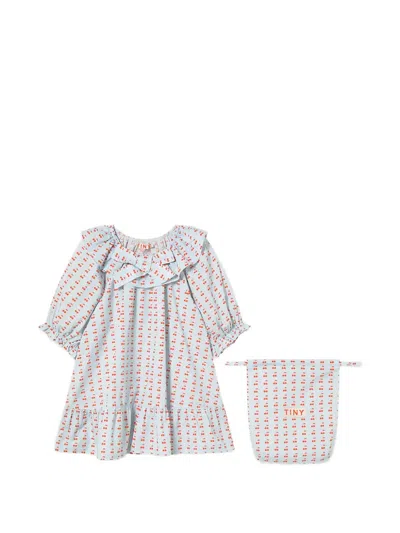Tiny Cottons Kids' Cherry-print Ruffled Nightdress In Gold