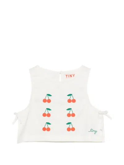 Tiny Cottons Kids' Cherry-print Side-tie Top In White