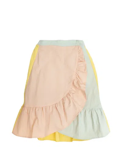 Tiny Cottons Colorblock Ruffle Wrap Skirt In Pink