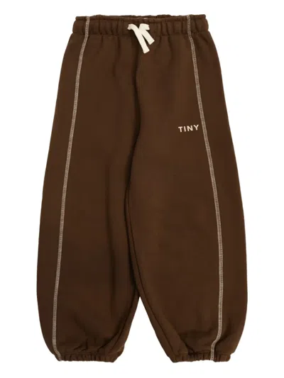 Tiny Cottons Contrast Drawstring Track Pants In Brown