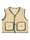 Tiny Cottons Crochet-trimmed Fleece Vest In Brown