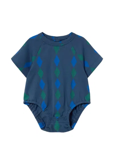 Tiny Cottons Babies' Diamonds Argyle-print Bodysuit In Blue