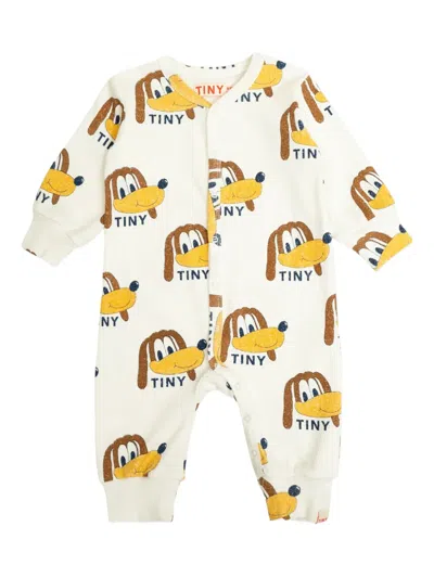 Tiny Cottons Babies' Dog-print Buttoned Jumpsuit In White