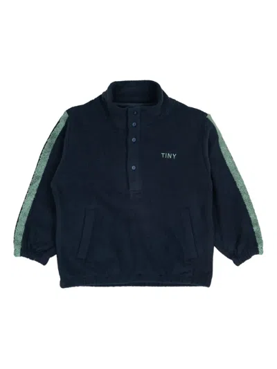 Tiny Cottons Fleece Panelled Sweater In Blue
