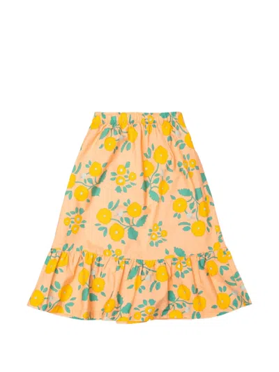 Tiny Cottons Floral-print Skirt In Orange