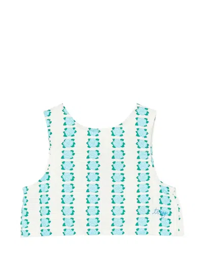 Tiny Cottons Kids' Floral-print Tie-back Top In Multi