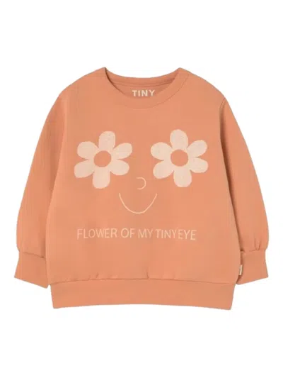 Tiny Cottons Kids' Flower-print Sweatshirt In Orange