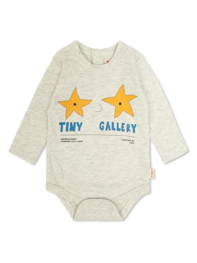 Tiny Cottons Babies' Graphic-print Cotton Bodysuit In Grey