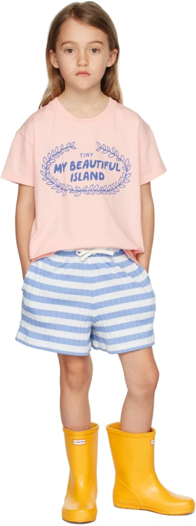 Tiny Cottons Kids Blue Stripes Shorts In J83 Pale Blue/lilac