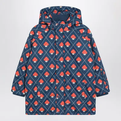 Tiny Cottons Padded Mini Jacket With Mushroom Print In Blue