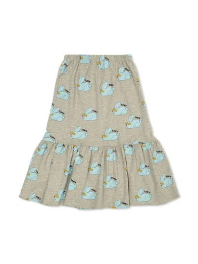Tiny Cottons Kids' Rabbit-logo-print Cotton Peplum Skirt In 灰色